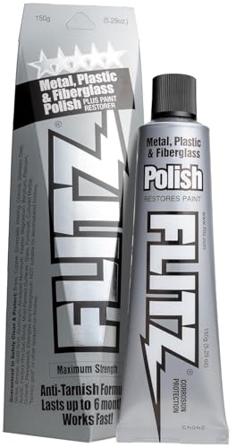 Flitz Metal Polish and Metal Cleaner Paste, Also Works on Plastic, Fiberglass, Aluminum, Jewelry, Sterling Silver - Headlight Restoration and Rust Remover - Made in the USA - 5.29 oz