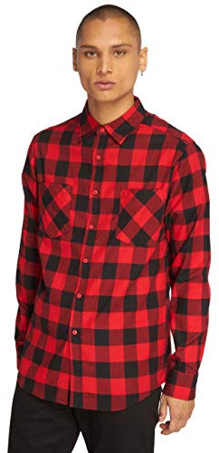 Urban Classics Homme Checked Flanell Shirt Chemise, Blk/Red, L EU