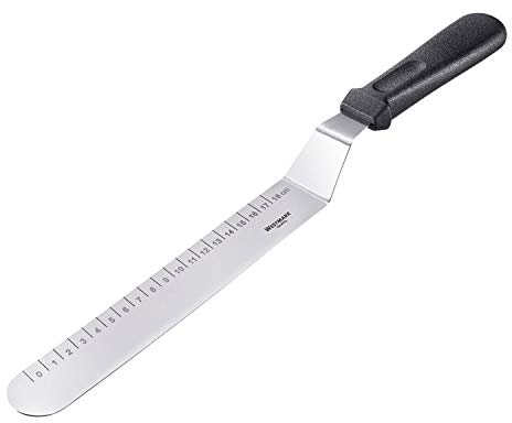 Westmark Paleta angular, Con escala en cm, Longitud: 38,7 cm, Acero inoxidable/plástico, Plata/negro, 30072270