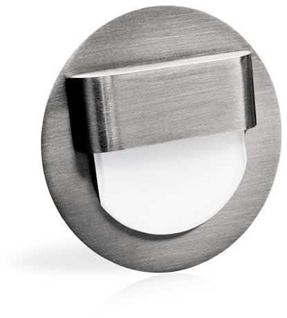 max K O M F O R T LED Treppenbeleuchtung1,5 Watt und 40 Lumen Wandeinbaustrahler Treppenleuchte warmweiß Stufenbeleuchtung Nachtlicht Flurleuchte Lampe Wandleuchte Y1 Rund