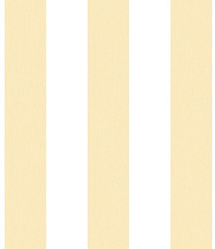 Galerie G67587 Smart Stripes 2, Wide Stripes Design Wallpaper, Yellow/White, 10m x 53cm