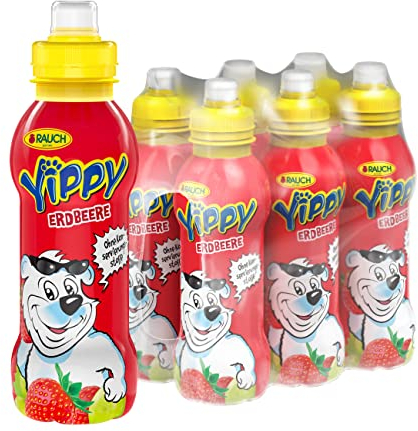 Yippy Erdbeere | der fruchtig farbenfrohe Kinderspaß | mit 5 Vitaminen und Calcium | 6x 330ml PET Flasche
