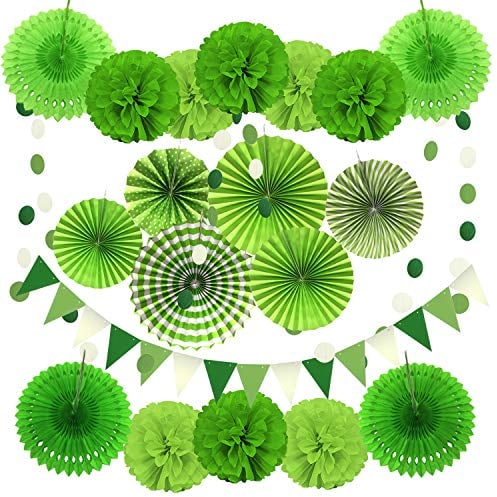 Zerodeco Party Dekoration Papier-Bommeln, Aufhängen Fächer, Dreieckige Wimpel und hängende Glitter Punkt Girlande Dekorpapier für Party Hochzeit Geburtstag Festival Weihnachten Event Karneval 21 Stück