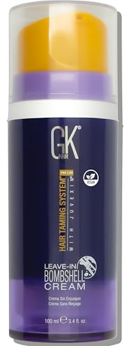 Global Keratin GK Hair Leave In Bombshell-Creme, 100 ml, für blondes Haar, Glättungscreme, entfernt gelbe Messingtöne, entfernt Kräuselungen, Flyaways']