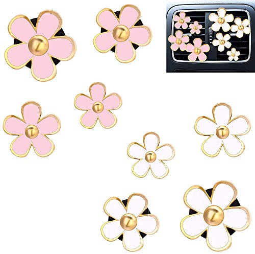 DEDC Lufterfrischer-Kit 8 Stück Blumenförmige Auto-Lüftungsclips, Auto-Dekorationszubehör, Auto-Lufterfrischer-Clips (8pcs Gänseblümchen)