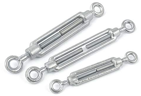 5 stück Spannschloss M16 Öse/Öse | Stahl C15, galvanisch verzinkt | Seilspanner für Drahtseil Spanner Stahlseil Draht zubehör für Seilwerk | [ DQ-PP ]