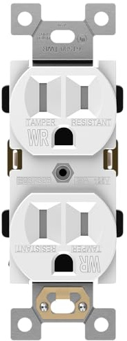 ENERLITES Duplex Receptacle, Tamper-Weather-Resistant, Residential Grade Outdoor Outlet, 15A 125V, Self-Grounding, 2-Pole, 3-Wire, 5-15R, UL Listed, 61580-TWR-W, White
