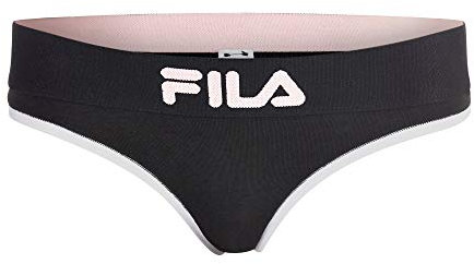 Fila Damen Tanga mit klassischem Logo aus Baumwolle, schwarz/pink, Large