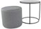 i-flair Nachttisch Beistelltisch mit Hocker Jasper runder Couchtisch und Pouf 40x40 cm N0 Schwarz - Schwarz - Grau