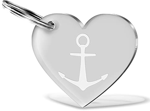 CHRISCK design Schlüsselanhänger mit Gravur Anker Herz aus massivem Acrylglas schöne Geschenkidee zum Geburtstags oder Jahrestag für Paare, Freunde Beste
