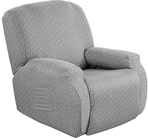 Mingfuxin Jacquard Relaxsessel-Bezüge, Stretch Polyester Spandex Sofabezug Relax-Sessel Schonbezüge mit elastischen Seitentasche Sessel-Möbelbezug für Wohnzimmer (Btc06 Grau)