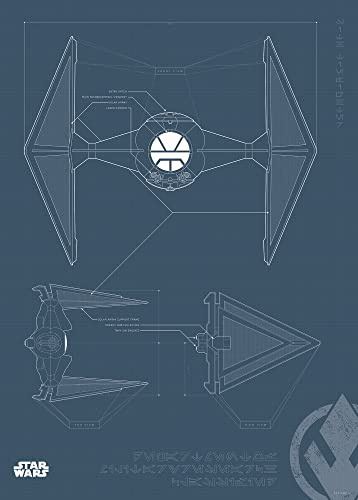 Komar Star Wars Blueprint Sith TIE-Fighter - Größe: 50 x 70 cm, Wandbild, Poster, Kunstdruck (ohne Rahmen)