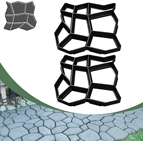 Cecaylie 2 Stück Pflasterform Gehweg Form Pflasterstein D.I.Y. Pflaster Pflastermacher Gießen 43x43x4cm Pflasterform Schablone für Beton, Gehweg, Pflastersteine, Terrassenplatten