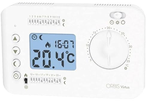 ORBIS CRONOTERMOSTATO GIORNALIERO DIGITALE DA PARETE VIRTUS COLORE BIANCO OB326100