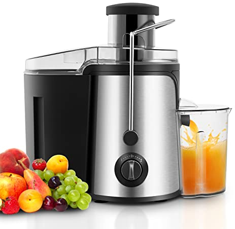 TUKAILAI Juicer Machine 600W Whole Fruit and Vegetable, Stainless Steel Centrifugal Juicer Squeezer Juice Maker with 3 Wide Feed Chute, Dual Speed Mode, Easy Clean