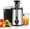 TUKAILAI Juicer Machine 600W Whole Fruit and Vegetable, Stainless Steel Centrifugal Juicer Squeezer Juice Maker with 3 Wide Feed Chute, Dual Speed Mode, Easy Clean