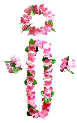 duoyif Blumen Kette Hawaii Deko Hawaiiketten Haarschmuck Hawaii Haarband Armbänder Party Kostüm Zubehör Blumenkette Für Hawaii Accessoires Damen Herren Karnevals Party Strand Geburtstags Hochzeit (G)