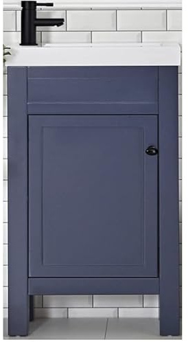 Milano Aston Navy Blue 400mm Bathroom Vanity Unit Basin Round Black Handle