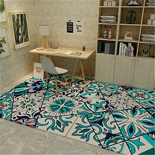 DJHWWD Webteppich blau Teppich Kuschelig XXL Teppich Teppich Wohnzimmer blau geometrischer Retro-Teppich Esszimmer Anti-Milbe 160X200CM Teppich Pastell Balkon deko