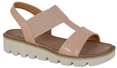 Cipriata L221BEP-5 ALADINA Womens Elasticated Wedge Sandal Nude Patent size 5 UK