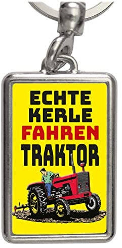 speecheese Echte Kerle fahren Traktor Schlüsselanhänger in Gelb als Geschenk für echte Landwirte und Bauern die ihren Job lieben und das Dorfleben leben wie kein andereres Dorfkind