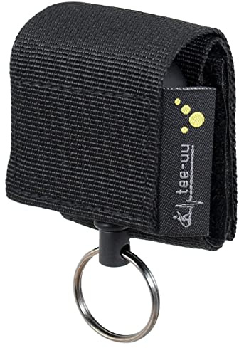 tee-uu REWIND | selbstaufrollender Schlüsselhalter | schwarz Koppel | kunstoffummanteltes Stahlseil 60cm lang | maximale Belastbarkeit 5kg | 130g Zugkraft | robuster Schlüsselring