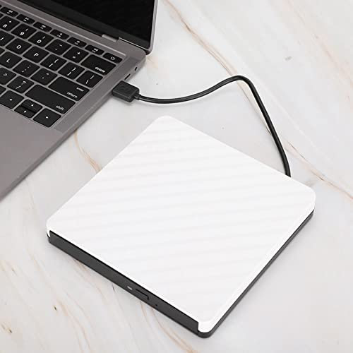 Jectse Externes DVD-Laufwerk,USB 3.0 Optisches DVD-Laufwerk,DVD-RW-Bewegung,Tragbares, Ultradünnes, Stoßfestes DVD-Laufwerk,Plug-and-Play-Externer DVD-Brenner,Für Laptop-Desktop-PC (Weiss)