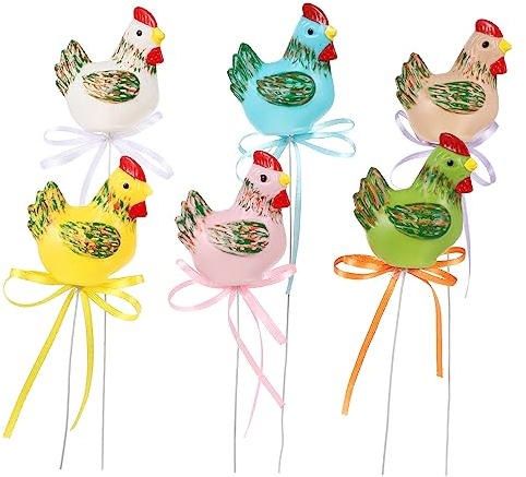 Amosfun 6st Simulierte Tierstecklinge Hähnchen-deko-ornament Outdoor-geschenk Ostern Anordnung Liefert Ostern-tier-ornament-picks Osterhasen-blumenpflücker Sprühen Handbuch Plastik