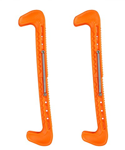 VGEBY Skate Guards, 1 Paar 7 Farben Kunststoff Eishockey Skate Blade Guards Abdeckung mit Verstellbarer Feder für Eiskunstlauf oder Hockey (Orange)