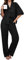 Famulily Women Fashion Outfits Short Sleeve Top and Pj Trousers Button Down Loungewear Oversized Two Piece Set Black M