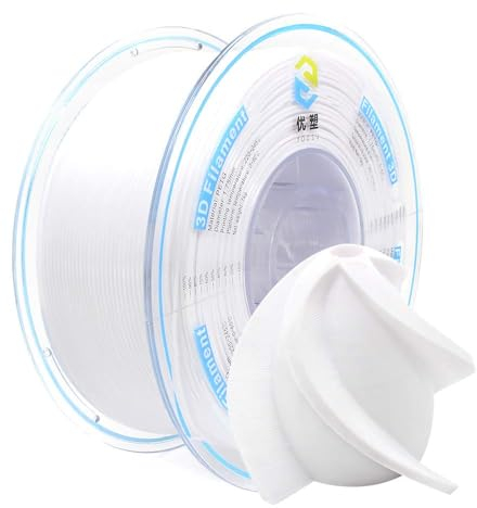 YOUSU PETG 3D Printer Filament 1.75mm White, 1kg PLA Filament (2.2lbs) Better Physical Strength and Layer Bonding Performance, Fit Most FDM Printer (PETG White)