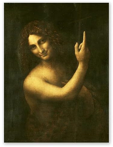 Yomcut Leonardo Da Vinci Kunstdruck – Johannes der Täufer Poster – Renaissance Leinwanddruck – Religiöse Malerei Coole Wanddekoration für Schlafzimmer Wohnzimmer Büro ungerahmt (30 × 40 cm)