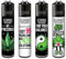 Clipper® Feuerzeuge im Multipack - 4er Set mit coolem Look - Nachhaltig NEU - INKL Gratis Crystal Deko Balls (Weed Slogan #13)