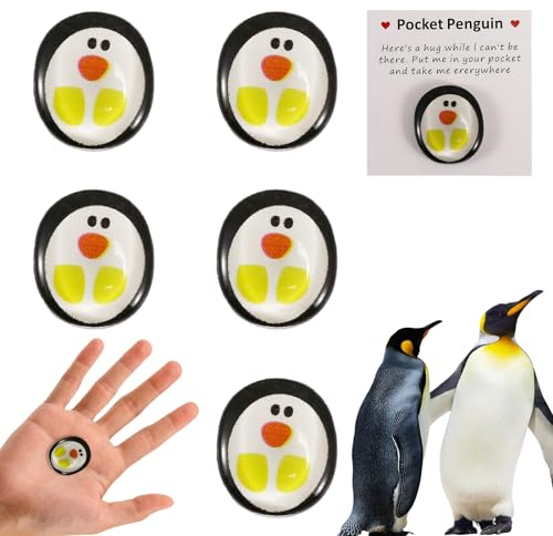 DALAETUS 5 Stück Pocket Penguin Hug mit Ermutigend Grußkarte, Mini Eine Kleine Taschen Pinguin Glas, Niedlich Ermutigende Liebhaber Geschenke für Valentinstag, Geburtstag, A Little Pocket Penguin Hug