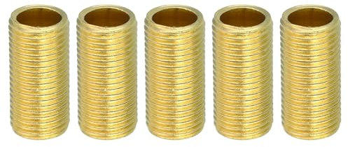 PATIKIL M10 Feines Gewinde Lampenröhre 5 Pack 20mm Gewinde Hohlrohr Adapter Messing Kupplung Verbinder Rohranschluss