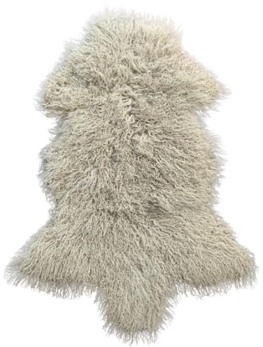 MAISON THURET | Lammfell aus Tibet 100% Narutelle | 90 x 50 cm | Luxus und Weichheit für authentische Inneneinrichtung | Naturteppich und eleganter Teppich | Echtes Leder