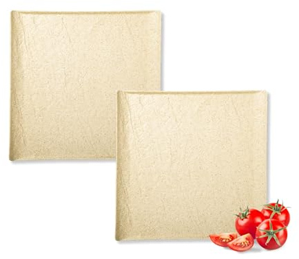 Wilmax | Quadratische Teller - 2 Stück | Speiseteller aus Porzellan | 21,5x21,5 cm | Steinoptik | Essteller für Essen, Salate, Frühstück | Spülmaschinenfest | Beige