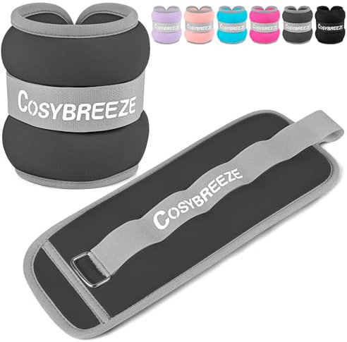 Cosybreeze Gewichtsmanschetten Fuß Gewichte für Beine und Arme Fußgewichte und Fußgelenkgewichte für Fitnessstudio Bewegung Laufen Joggen 2kg 1 Paar Gewichtsmanschetten Hand, Grau