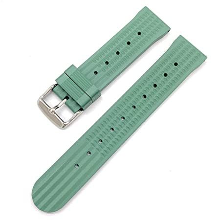 VISIYUBL 20mm 22mm Gummi Marke Silikon Ersatz Handgelenk Armband Fit for Japan Sbdx. Turtle-Uhrband-Sumo. Prospekt Taucheruhr Fkm(Green silver buckle,22mm)