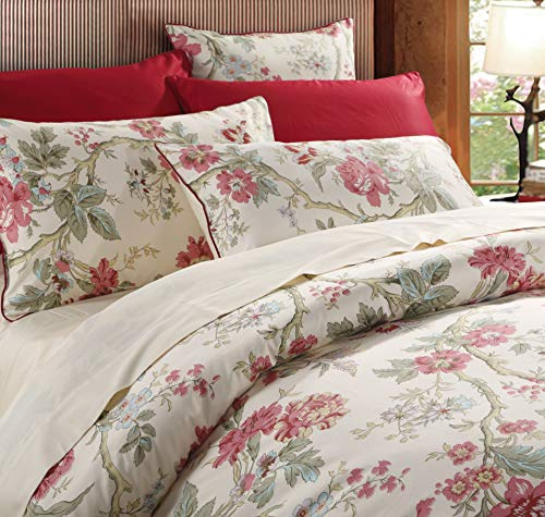 USTIDE Ensemble de literie 100% coton égyptien Super Confort Floral Rustique Housse de couette avec drap-housse Taille King pour toutes les saisons, ensemble de 4 pièces