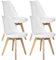 T-LoVendo Pack de 4 Sillas Comedor Nórdico, Sillas de Cocina Nórdicas con Patas de Madera Maciza de Haya y Asiento Acolchado y Tapizado, Respaldo Ergonómico
