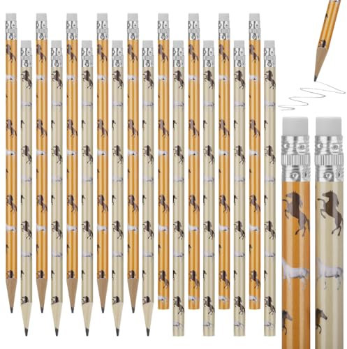 JIANTA 20 Stück Pferde Bleistifte, Bleistifte mit Radiergummi Mitgebsel Pferd Party Kindergeburtstag Holzbleistifte mit Radierer für Pferdgeburtstag Mitbringsel, Geschenk für Kinder Pferd Liebhaber