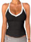 Danysu Tank Top Damen Mit Integrierter BH Sexy V-Ausschnitt Spaghetti Top Ärmellos Sommer Gerippt Tanktops Sport Oberteile Basic Shirt Camisole Einfarbig Color Block Schwarz