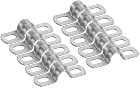 sourcing map 20pcs 3/8 Inch 10mm Conduit Clamps, M10 U Tube Pipe Clamp, Stainless Steel Rigid Pipe Strap, U Shaped Bracket with Two Hole for Pipe Tube Hose Wire Cord Fixing, Thickened