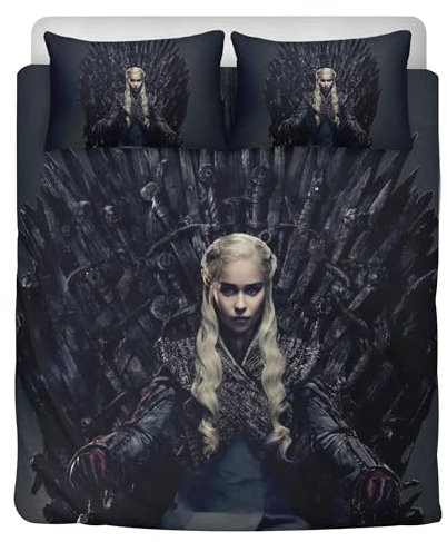 STARSAY GOT Bettwäsche 135x200 Eddard Stark 3D Drucken Mikrofaser Bettbezug Mit Reißverschluss Bettwaren-Sets Kissenbezug Erwachsene Bettwäsche-Sets (Daenerys Targaryen)