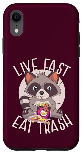 Hülle für iPhone XR Live Fast Eat Trash Lustiger Waschbär Essen Junk Food Meme
