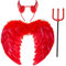 3pcs Angel Wings Red Love Angel Wings with Devil Horns & Magic Wand,Disfraz de Angel Alas de Mujer Disfraz de Angel Oscuro Niños Alas de Angel Halloween Carnaval Cosplay Accesorios(60CM×45CM)