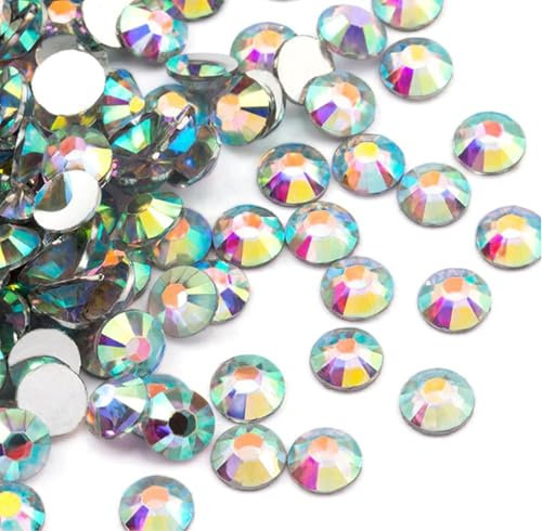 Yixinly 1000 Pcs SS30 6mm Strass, Strass a Coller Pierre Ronde en Cristal pour les Ongles, le Bricolage, les Vêtements, les Coques de Téléphone Portable, les Chaussures, les sacs (Blanc AB)