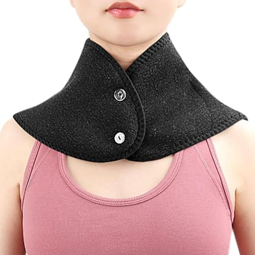 Halswärmer, Thermowärmer für den Winter, bequemer und weicher Nackenwickel mit -Design und verdickter Doppelschicht, 360-Grad-Rundumschutz, Schwarz/Grau, Refer to description