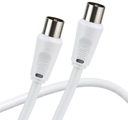 Status 2 Metre Male to Male Aerial Coaxial Lead, White 5mm TV Cable | S2MTVLEAD1PK8